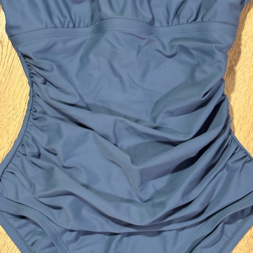 Ellen Tracy Dusty Blue One-Piece Cut Out Swimsuit | Size 6 - Picture 5 of 7
